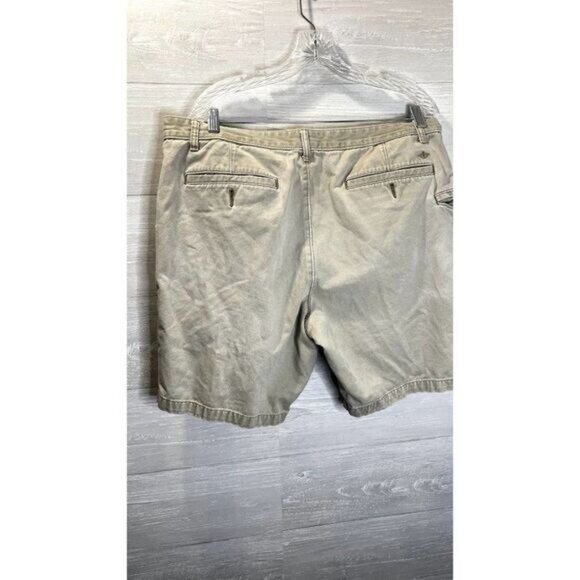 Dockers Mens Beige Casual Cotton Twill Flat-Front Shorts With Button‎ Closure - Picture 2 of 7